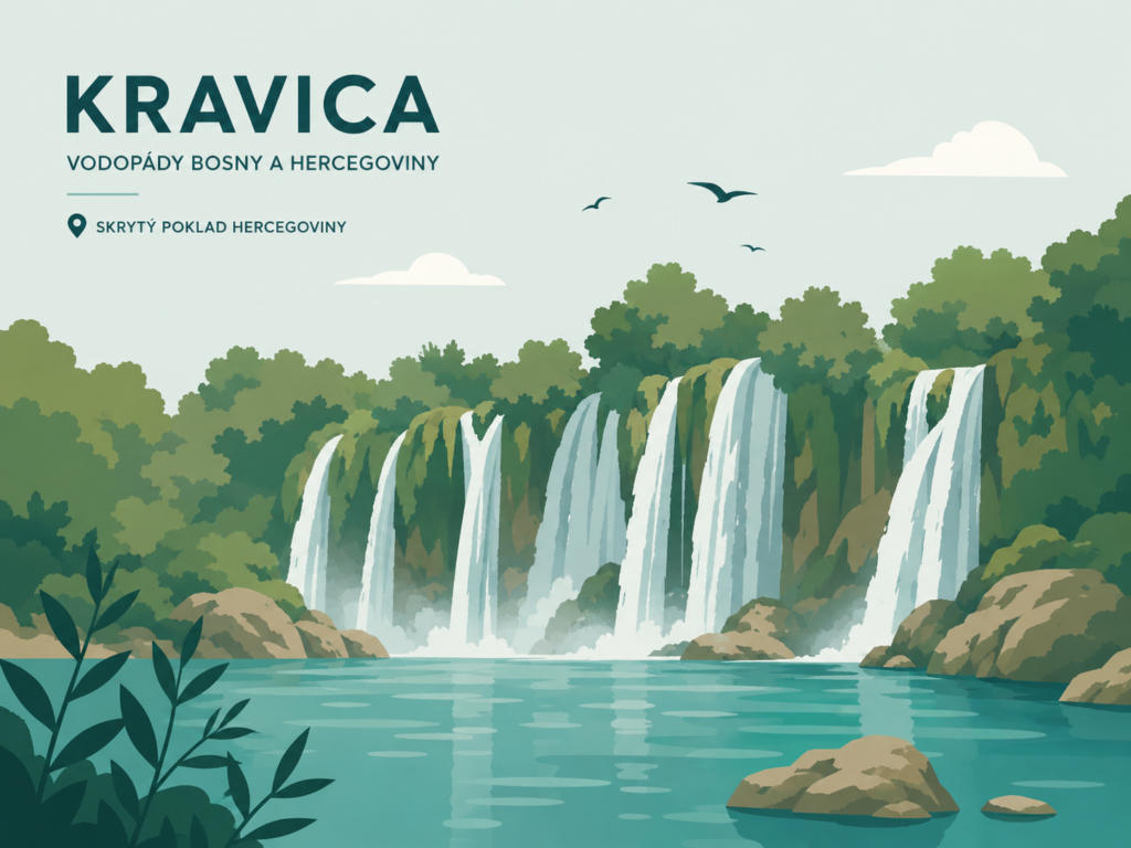 Vodopády Kravica Bosna a Hercegovina koupání řeka Trebižat