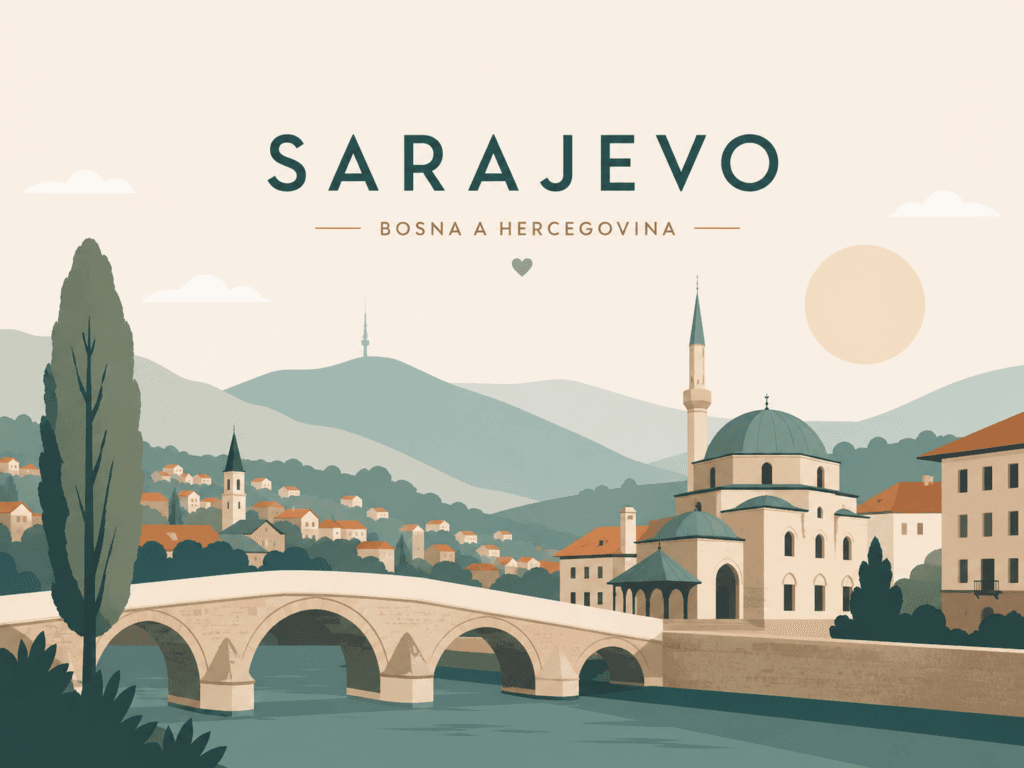 Sarajevo Bosna a Hercegovina panorama starého města